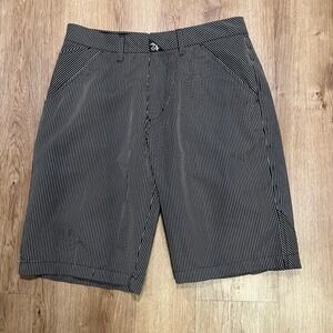 Fox Racing Men's Pinstripe Walking Shorts Size 34 Black White Skate BMX Y2K